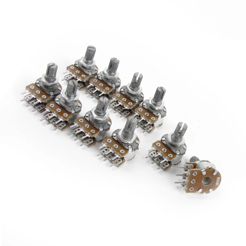 AS62 30PCS Top Adjustment Linear Dual Rändelwellenpotentiometer 50K Ohm B50K
