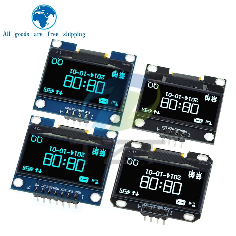 TZT 1.3 hüvelykes OLED Modul SPI/IIC I2C Egymásba nyílik white/blue színe 128X64 1.3 hüvelykes OLED LCD monitor ledes kijelző Modul 1.3