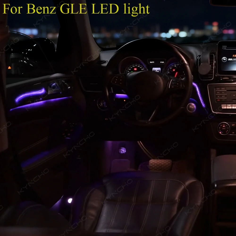 For GLE GLS W166 X166 ML GL LED Car Ambient Light Kit RGB Bluetooth App Control Symphony 64 Colors Auto Interior Lighting
