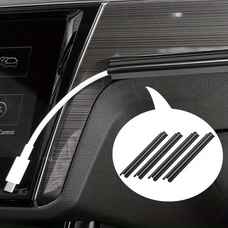 4pcs Car Charging Data Cable Arrangement Harness Car Interior Cable Line Sleeve Protector Universal Hidden Wire Cover