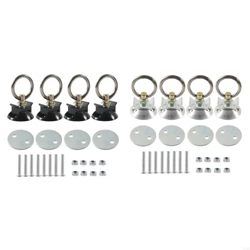 

4 Sets L Track Tie Down Kit Tie Down System with Round Rings for Truck Beds or Trailers Round Tie Down Anchors Point Kit