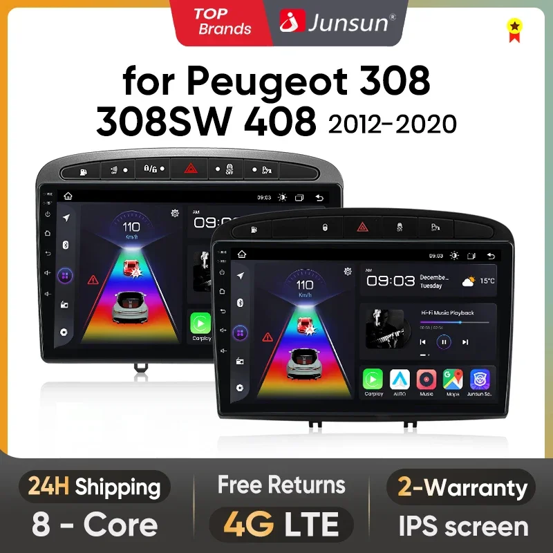 Junsun Car Radio For Peugeot 308 308SW 408 2012 - 2020 wireless CarPlay Android Auto car intelligent systems No 2 din 2din DVD