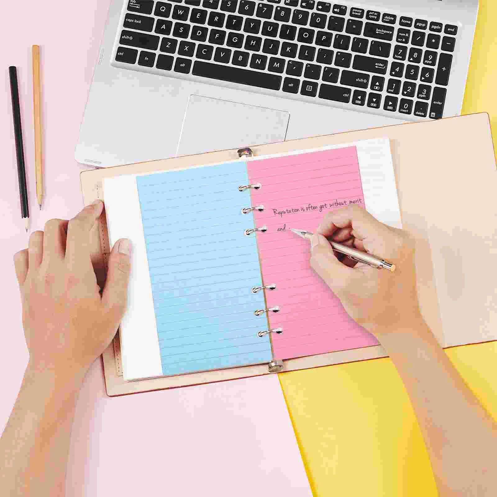กาวสํานักงาน A5 Binder Note Book Refill นีออนเครื่องหมายหน้าหลวม Leaf Planner ฟิลเลอร์