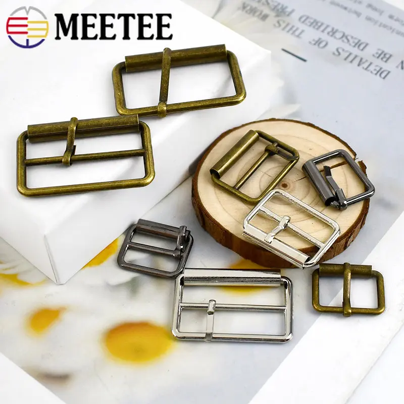 5Pcs 20-50mm Metal Belt Buckle Ring Tri-Gilde Pin Buckles for Bags Straps Rectangle Adjust Roller Clasp DIY Sew Accessories