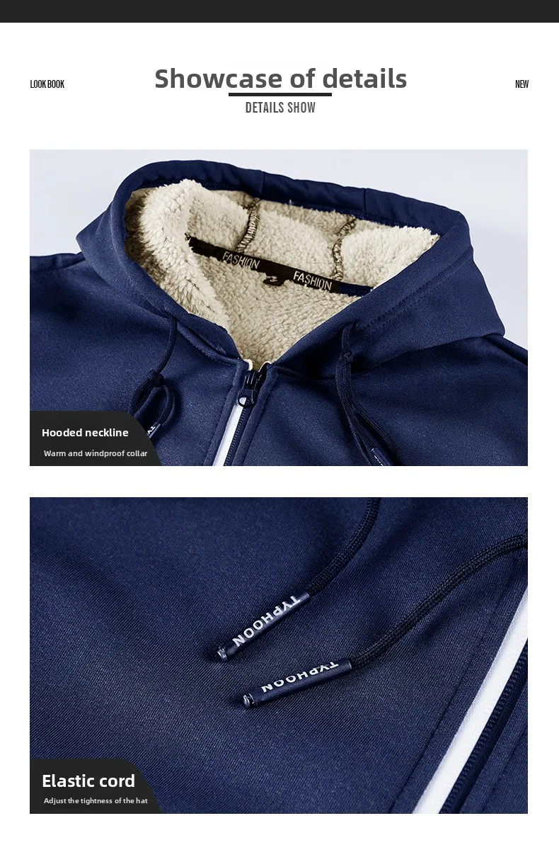 سترة شتوية جديدة لعام 2025 من الكشمير سترة سميكة مريحة للرجال سترة رياضية خارجية سميكة بقلنسوة #6