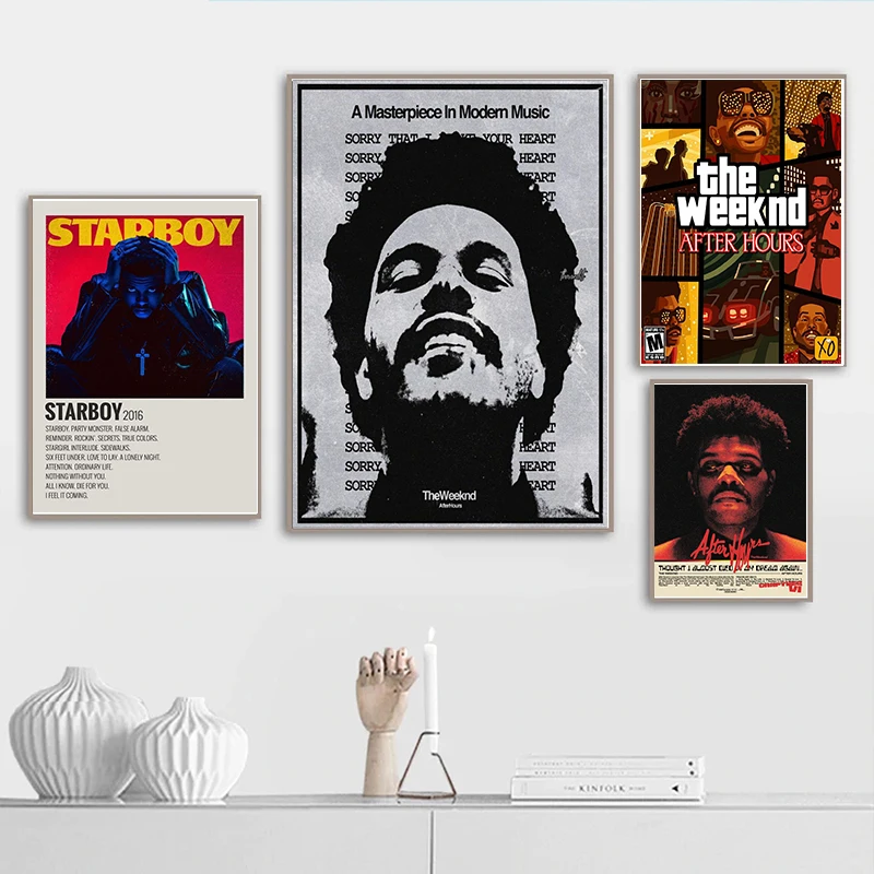 Hip Hop Music Album Cover Rapper Starboy Trilogy the weeknd poster Aesthetic Canvas Home Decoration Wall Art Mural Room Decor