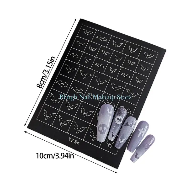 28TA 3PCS Halloween Skeleton Stickers Adhesive Art Decals For Party Costume Easy Apply Waterproof Designs