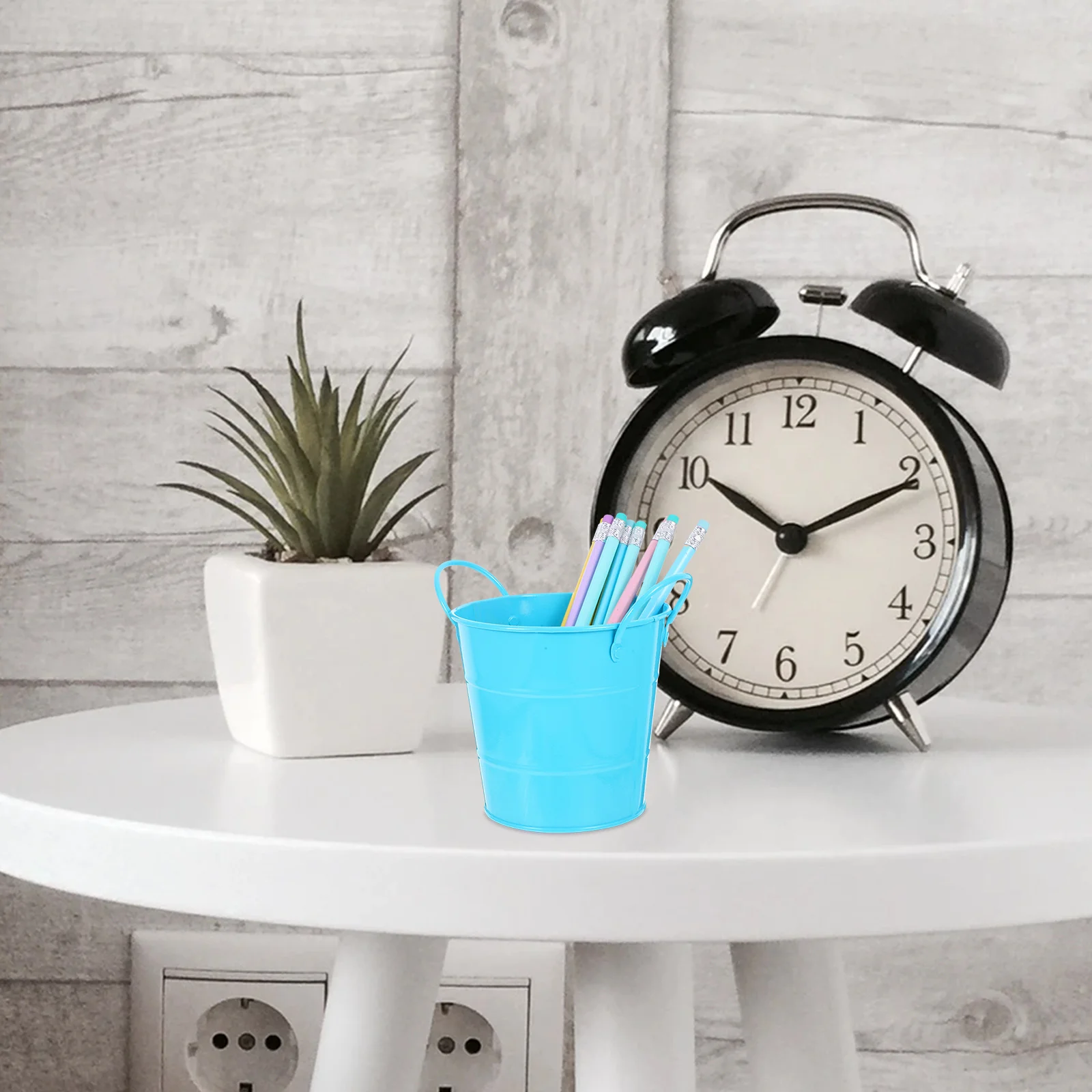 

Desktop Storage Bucket Metal Pen Holder Pencil Organizer Small Sundries Bucket With Handle For Office Dorm School Desk