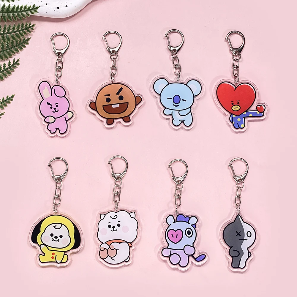 1/8Pcs Korean K-Pop Boy Band Bangtan Boys Acrylic Keychain Cute Backpack Pendant Bag Charms Accessories Decoration Holiday Gifts
