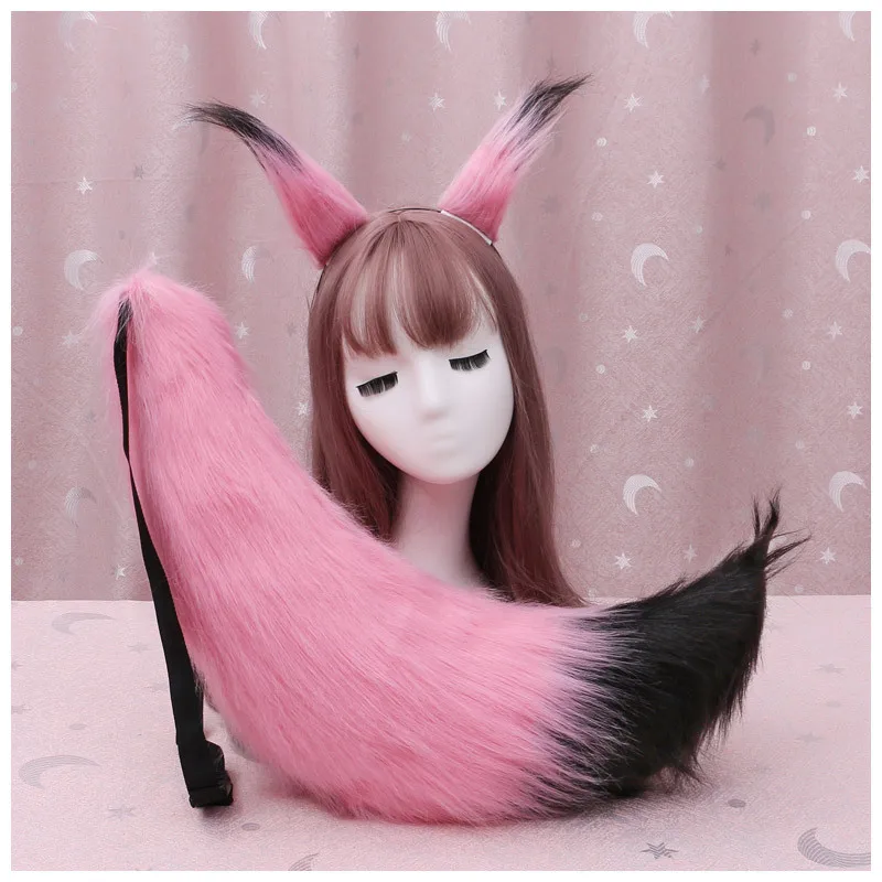 Wolf  Fox Ears Tail Set Plush Furry Cat Animal Hair Clips Tails Party Fancy Dress Anime Cosplay Costume  Halloween Christmas