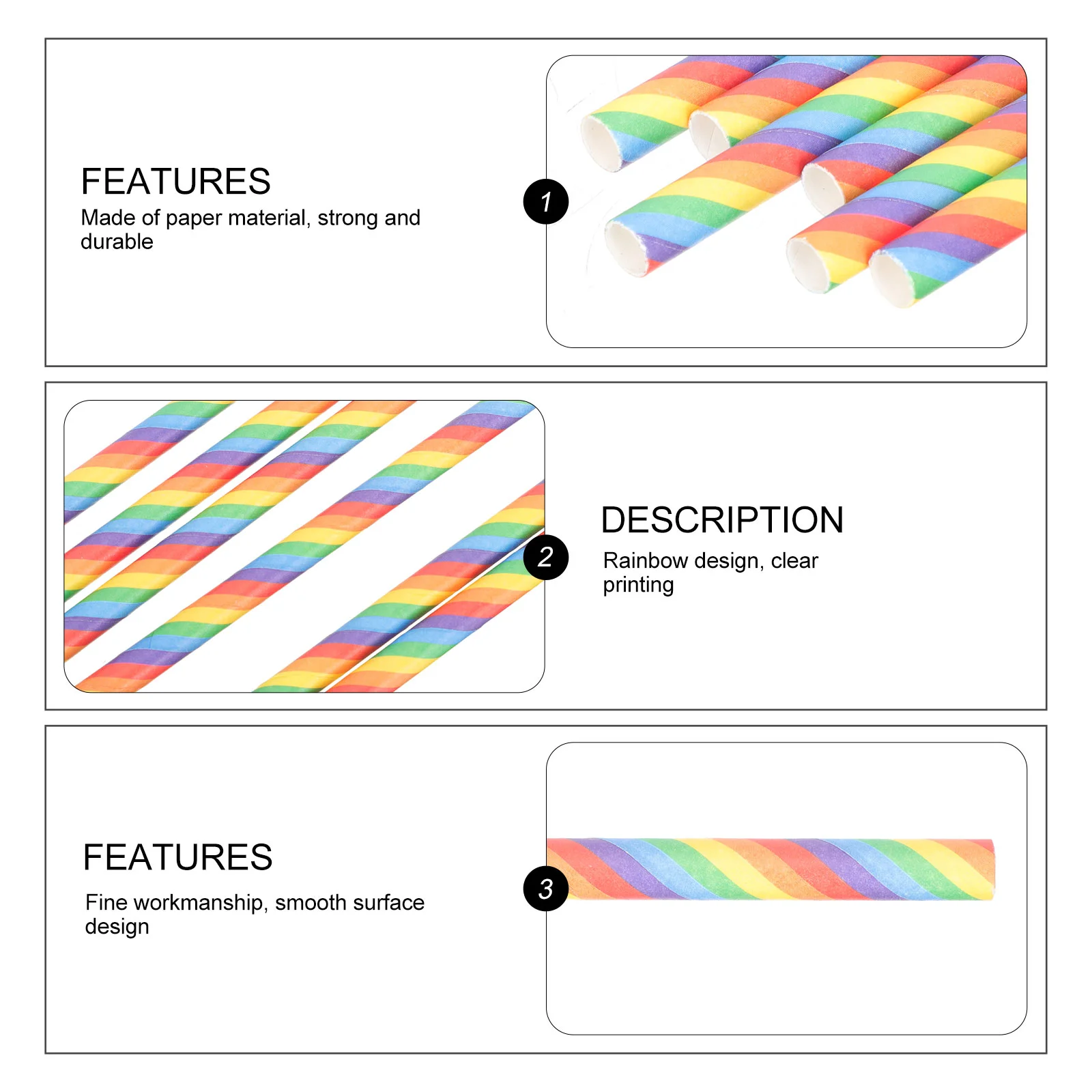 200 Pcs Shot Straw Disposable Straws Decorative Drinking Degradable Paper Rainbow Colorful