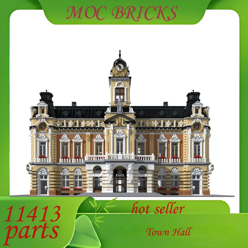 Personalizza 14705PCS Classici Town Hall MOC Puzzle Creativo StreetView Architettura Modello tecnico Compleanno Assemblaggio Giocattolo Regali