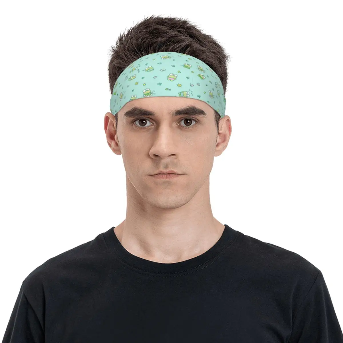 Aangepaste KeroKeroKeroppi zweetband dames heren vochtafvoerende schattige kikker workout hoofdband voor fietsen
