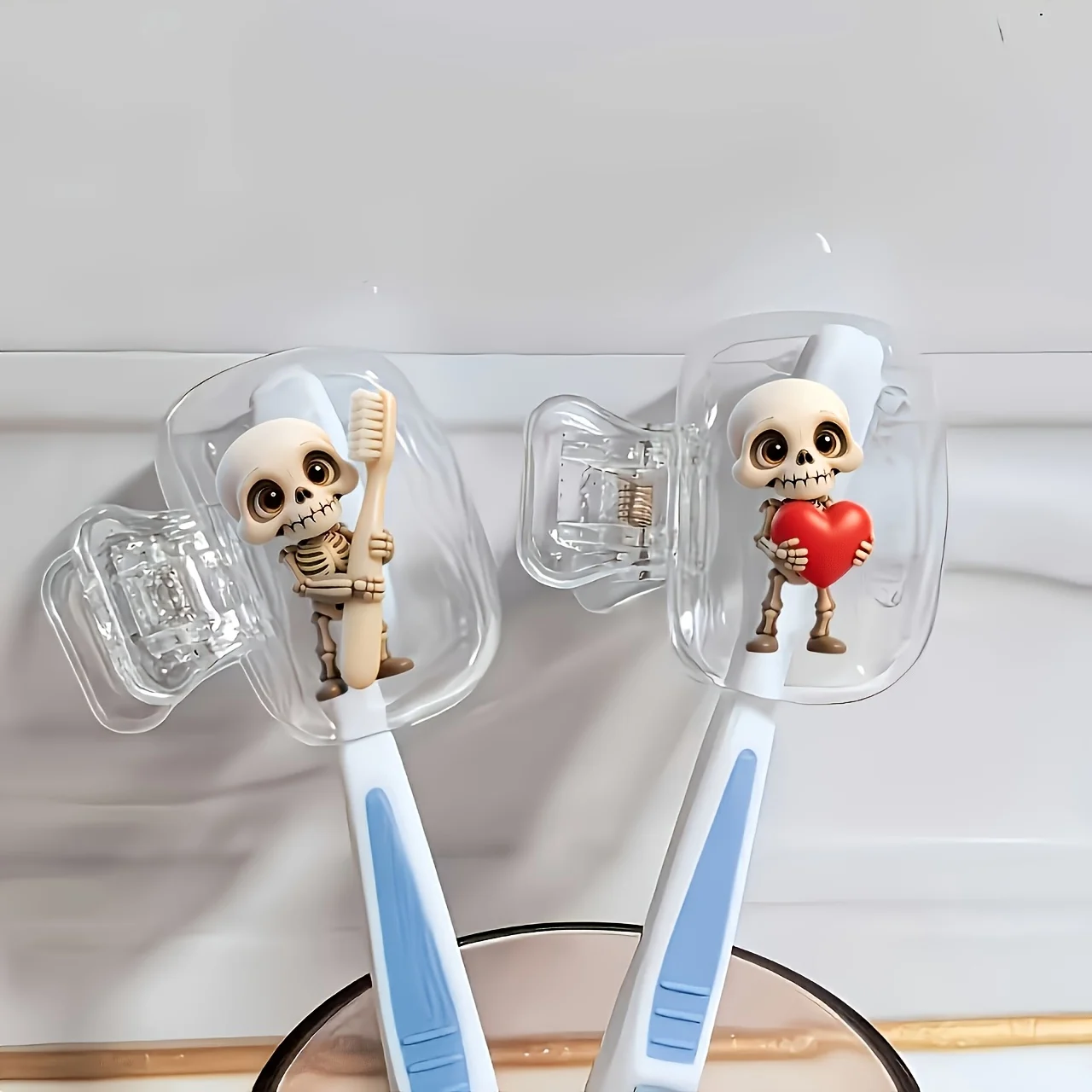 2pcs Skull Portable Toothbrush Holder Case Toothbrush Cap Cover for Home Travel Protective Case Storage Box for Daily Use Gifts