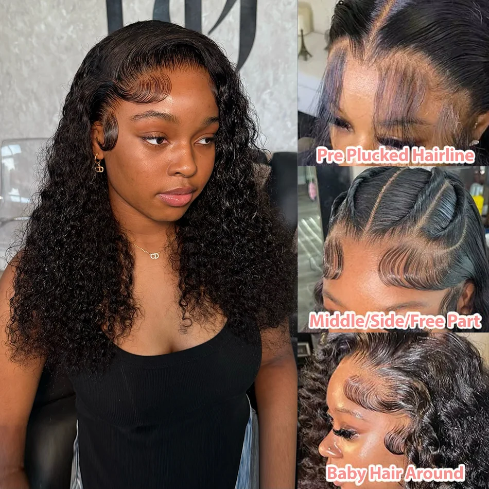 HD 250% Brazilian Curly Short Bob 13x6 Lace Front Human Hair Wigs Brazilian Deep Wave 13x4 Transparent Lace Frontal Remy Wig 5x5 Glueless Wig For Women