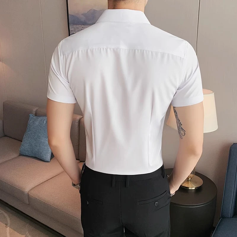 Summer Short Sleeve Shirt Korean Fashion Non Iron Casual Fit Men's Social Shirts