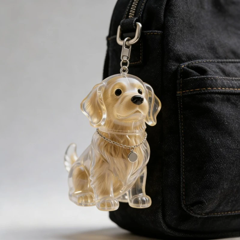 

Cute Pet Hair Keepsake Pendant Transparent Storage Box Dog Cat Shape Creative Charm Keychain Memorial Accessory for Pet Lovers