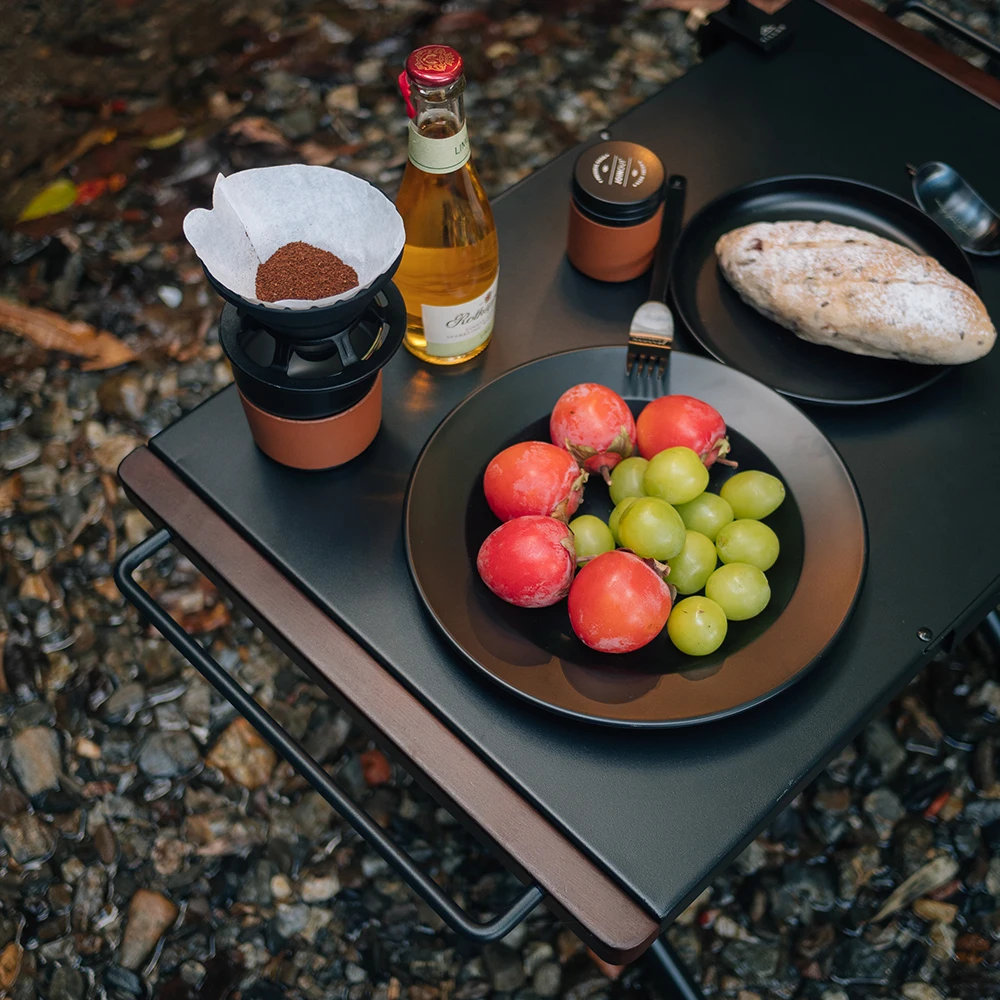 WOOKOO-Outdoor Camping Table, Folding Portable Picnic Table, Assembled Steel Plate, Barbecue Table