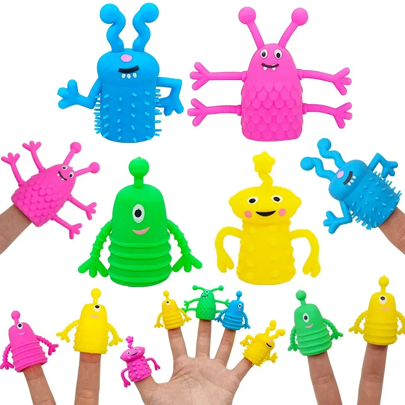 

Stretchy Monster Finger Puppets Assortment Flexible Rubber Toys for Role Play Birthday Party Favors Kids Gift Idea Set
