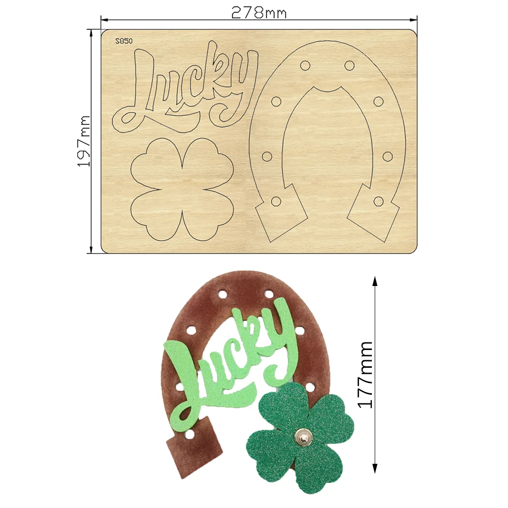 Horseshoe Four Leaf Clover Lucky inscription Decoration Cutting Dies Leather Craft Dies Handmade