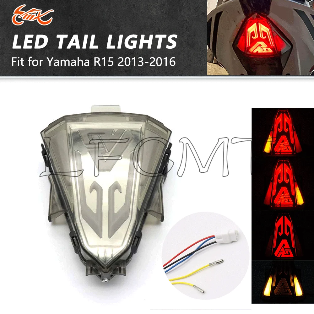 

Motorcycle Modified 12V Taillight LED Rear Turn Signals Brake Light Tail Lights Fit for Yamaha R15 2013 2014 2015 2016