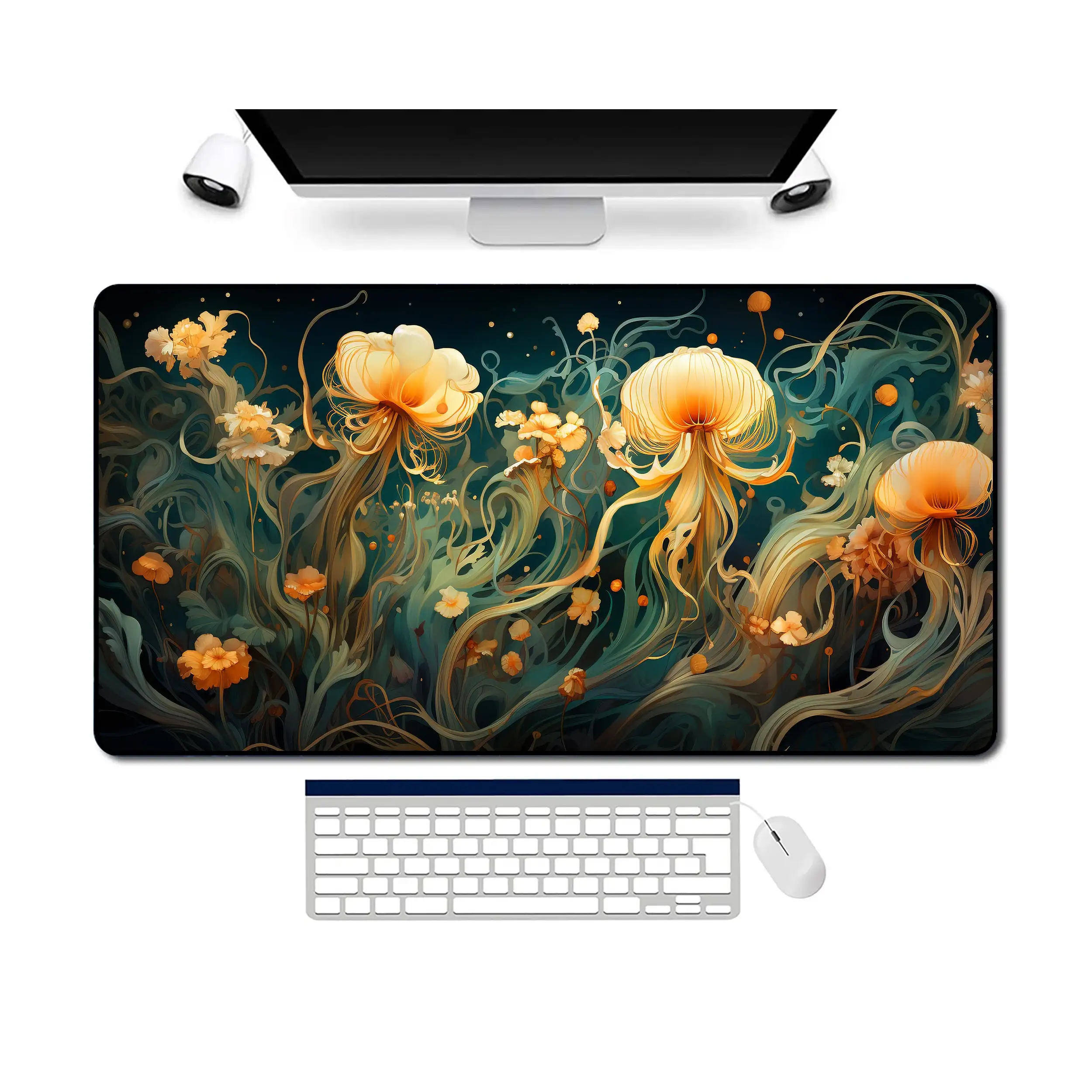 Aesthetically Pleasing Seaweed Desktop Decorations, Aquatic Mouse Pads, Ocean Keyboard Mats, and Nautical Computer Mats