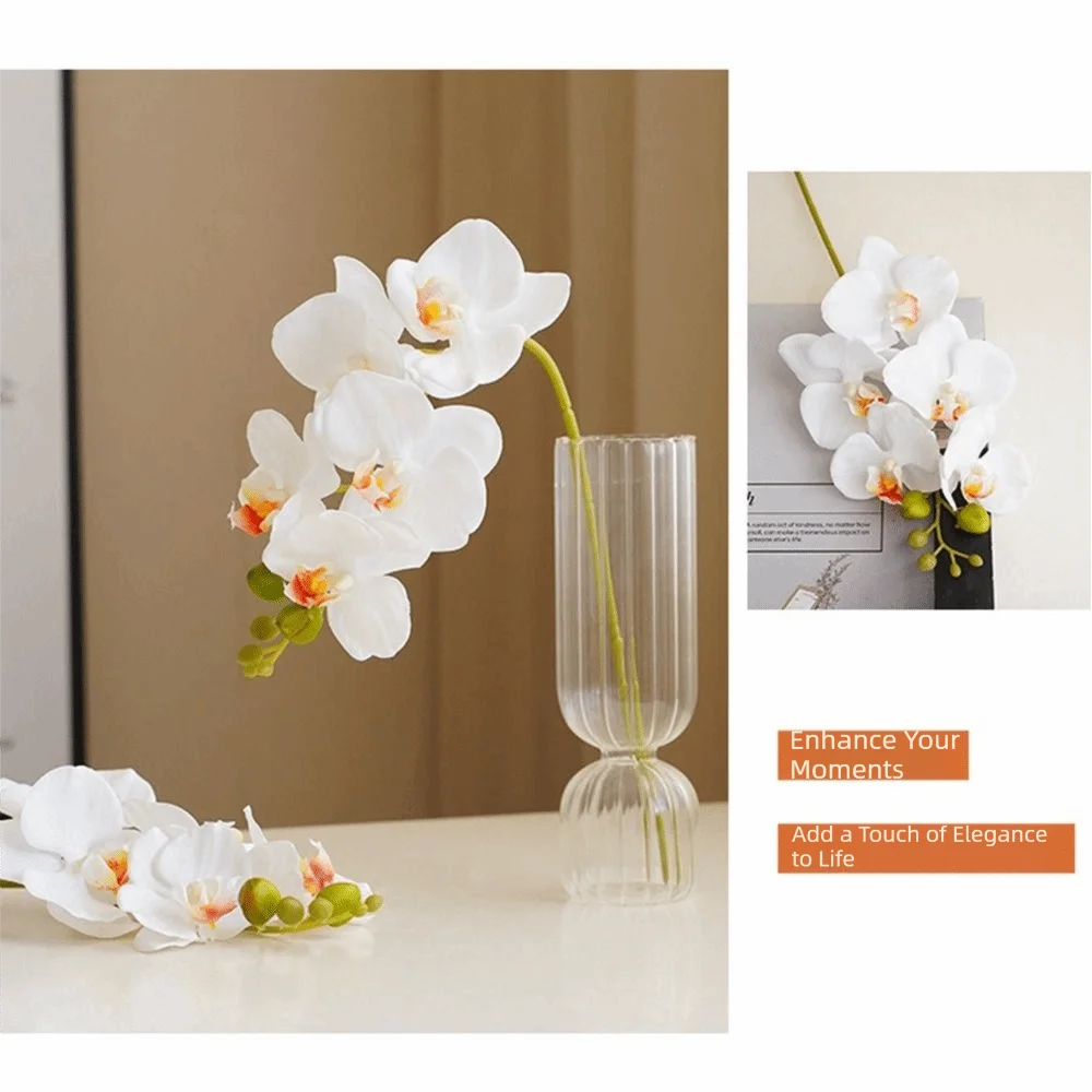 Fleur en soie, orchidée papillon artificielle à 5 têtes, accessoires de photographie, bouquet de phalaenopsis artificiel, toucher réel, décoration intérieure