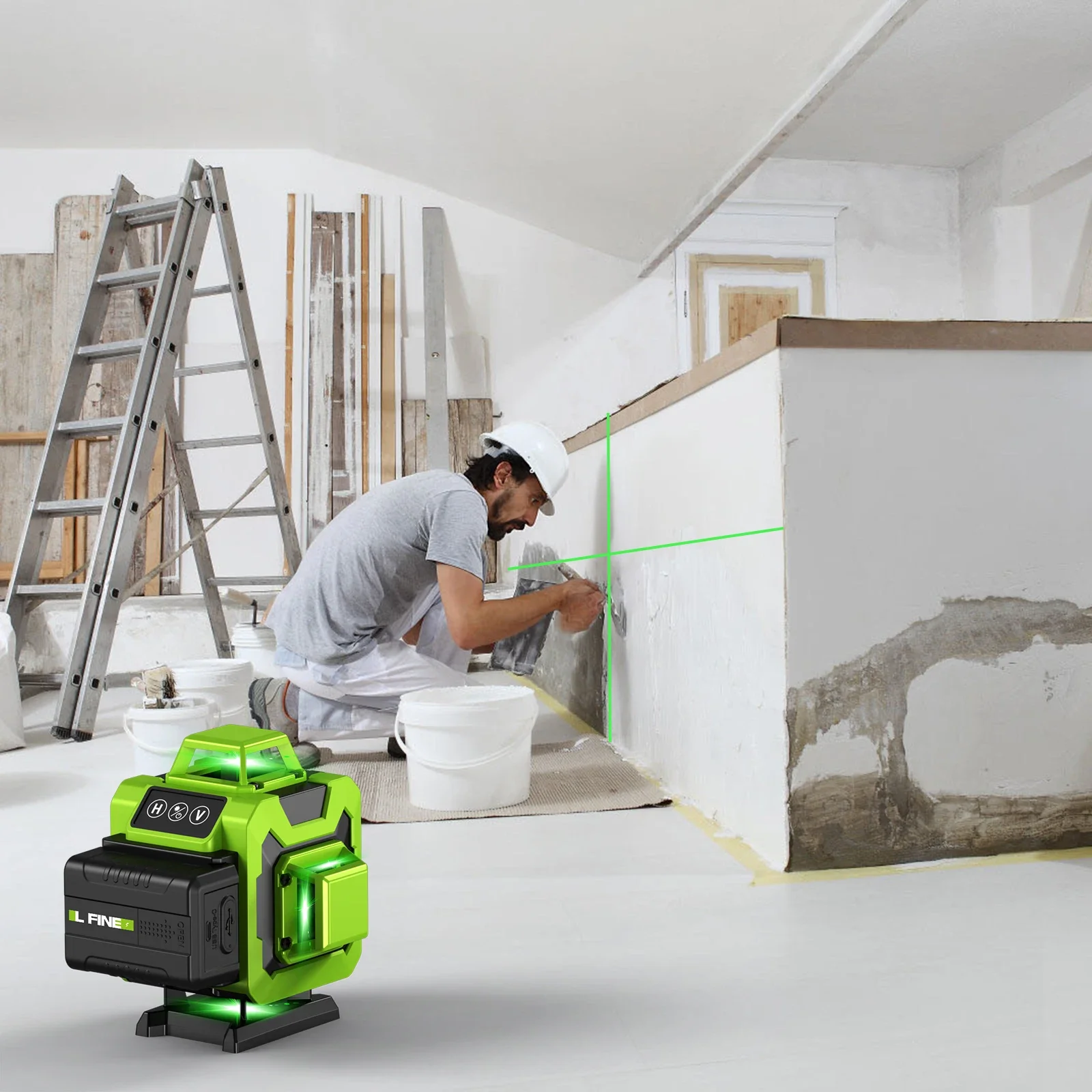 Lfine 16 Lines Laser Levels 360ยฐSelf-leveling with Tripod and Suitcase Horizontal And Vertical Professional Laser Level Tool