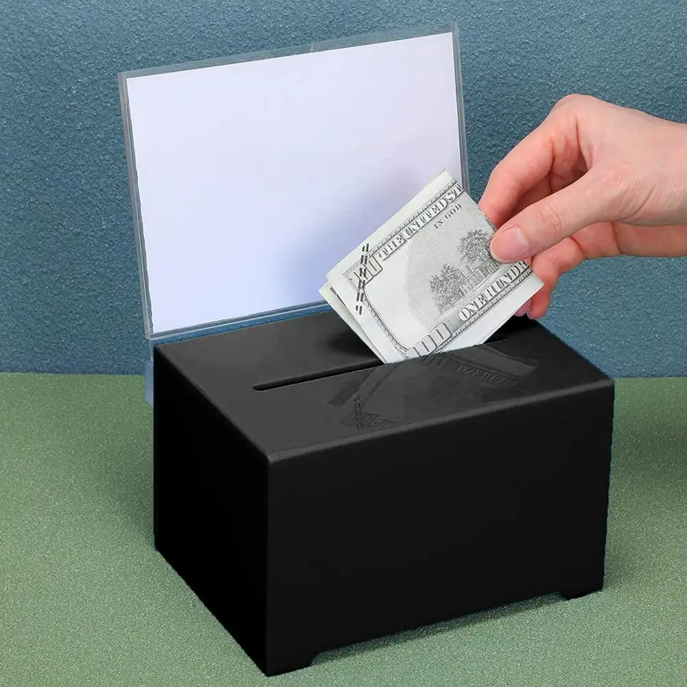 Black Ballot Box Durable Acrylic Donation Box High Capacity Lightweight Impact-resistant Ideal for Schools Suggestions Acrylic