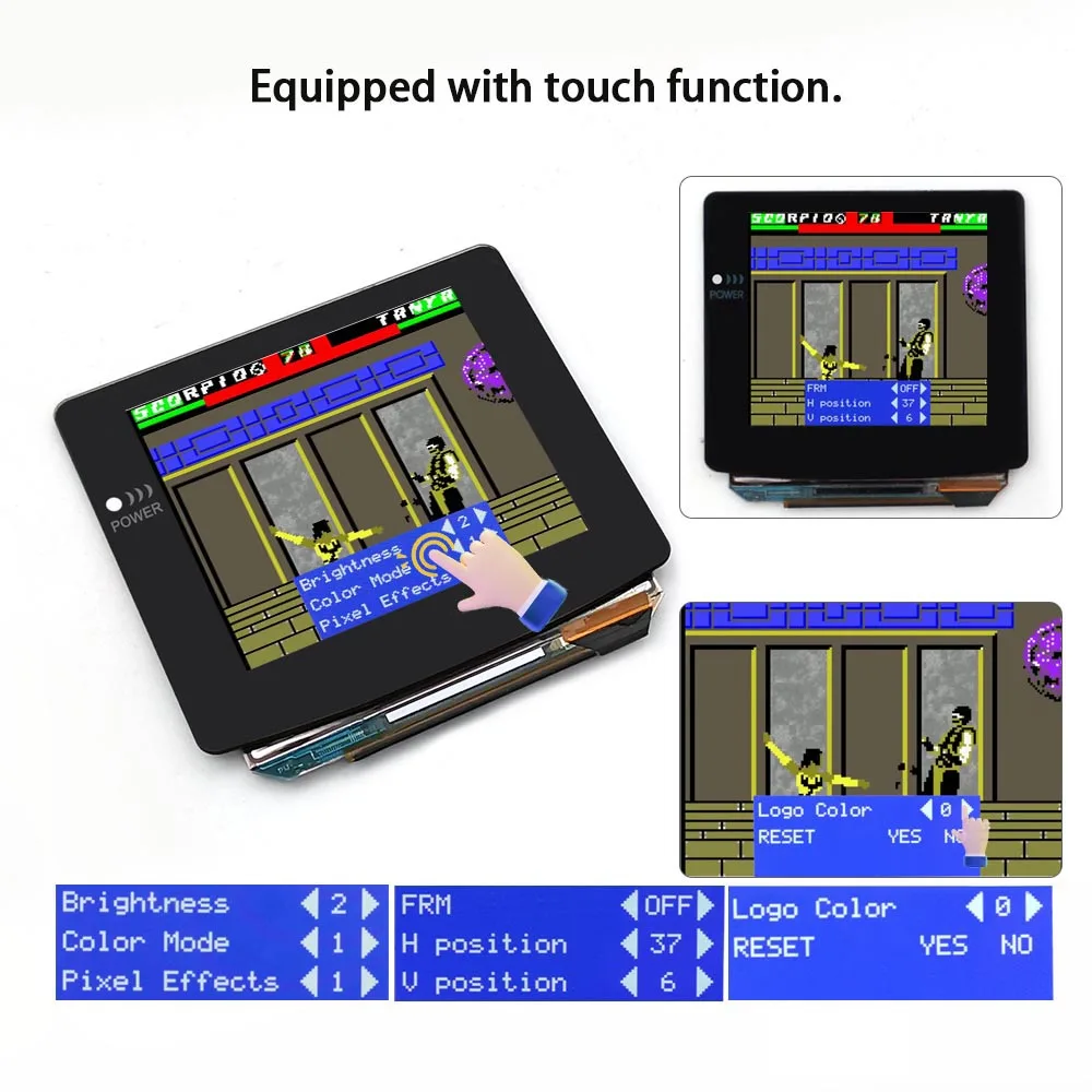 Tela oled recarregável tipo c, tela amoled laminada por toque, para gbc gameboy color com bateria de lítio pré-cortada