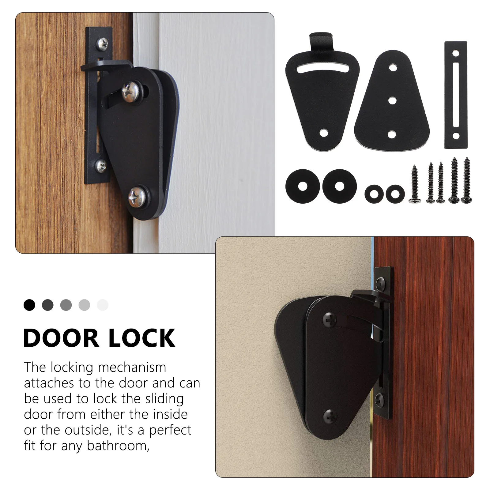 

Wooden Door Lock Interior Sliding Privacy Durable Barn Portable Carbon Steel Window Security