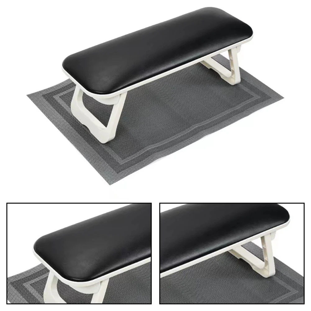 Nail Technician Arm Rest PU Leather Cover Soft Sponge Fill Foldable Dual Height Option Bonus Mat for Organized Salon Work