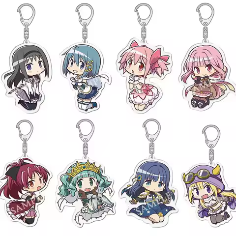 Anime Puella Magi Madoka Magica Acrylic Keyring Model Kaname Madoka Akemi Homura Miki Sayaka Tomoe Mami Sakura Kyoko KeyChain