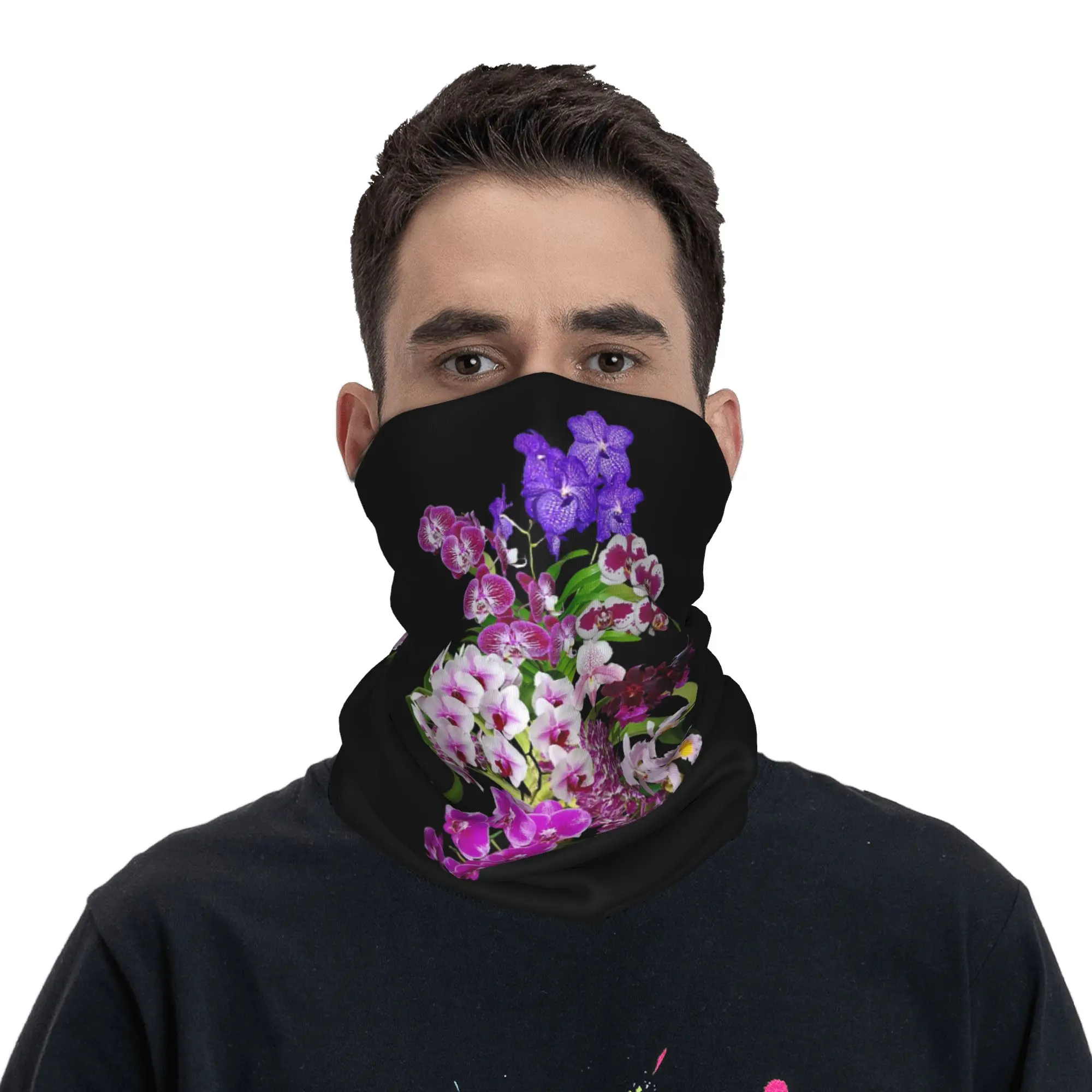 

Orchids Cool and Restful Colors Bandana Neck Cover Printed Face Scarf Face Mask Hiking Fishing Unisex Adult Washable