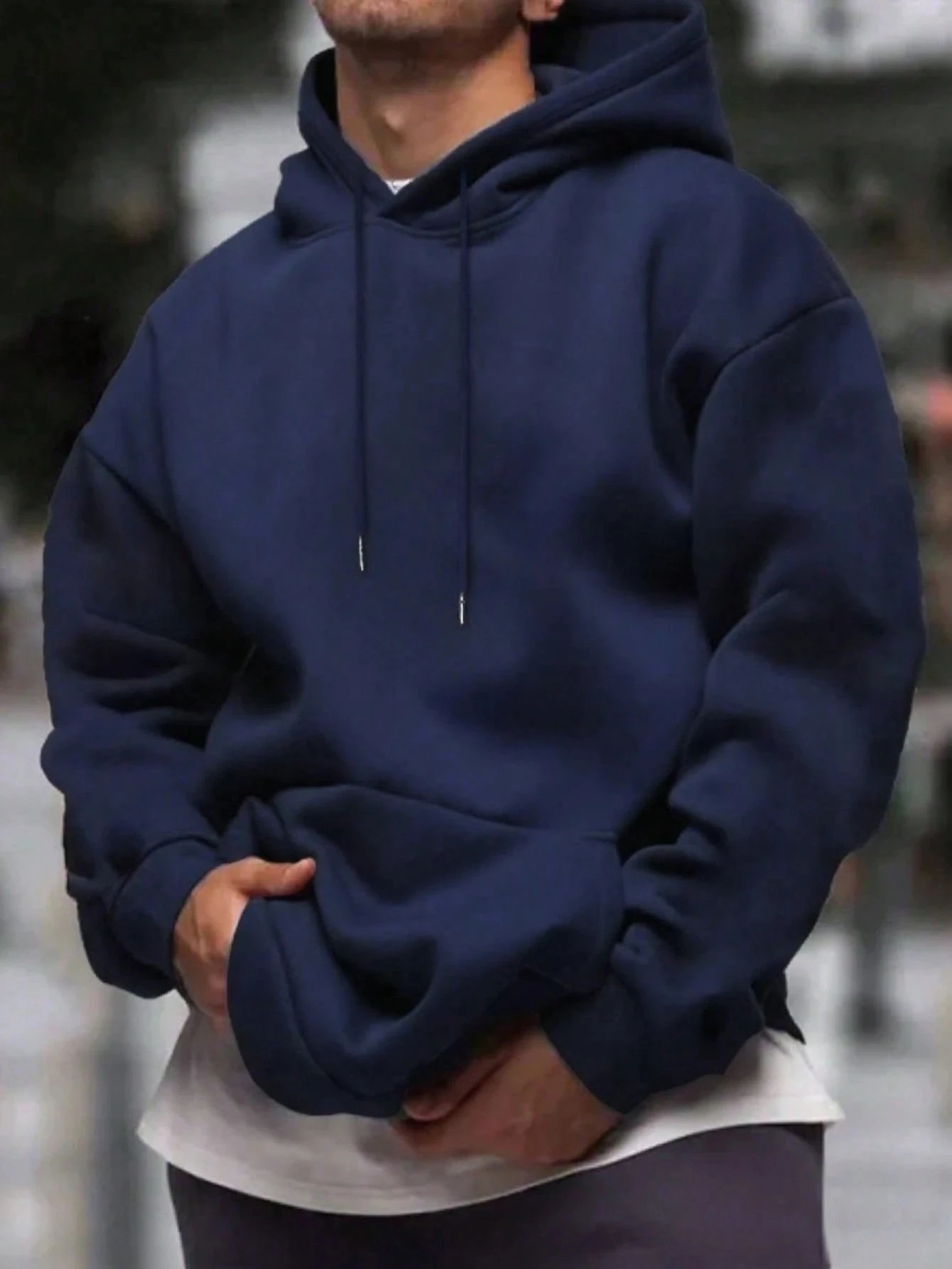 Autumn Solid hoodies for man Crewneck Trendy Sweatshirt Soft Loose Basics Clothes Vintage Hip Hop Streetwear Unisex Fleece Top