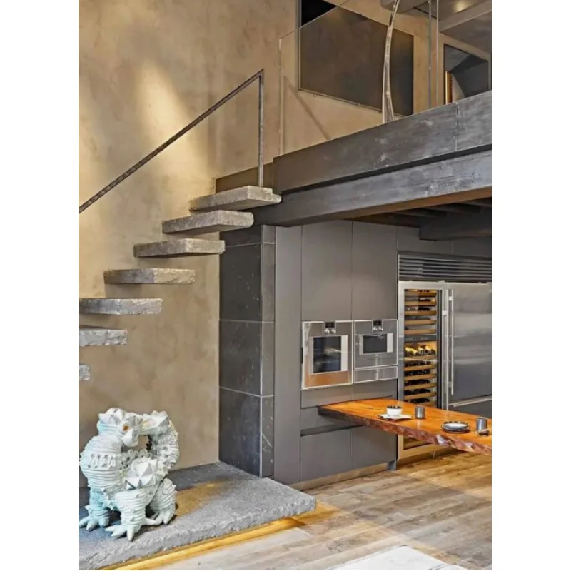 custom.George Group Steel Floating Staircase with Glass Railing and Modern Solid Wood Treads Apartment Indoor Use