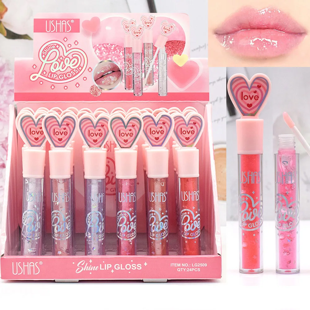 24pcs Glitter Glossy Plumping Lip Gloss Set Girls Woman Longlasting Moisturizing Lip Oil Lips Makeup Bulk Wholesale