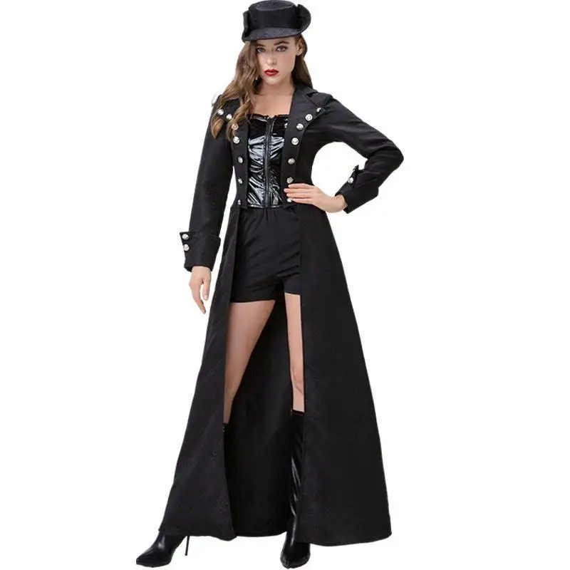 

Medieval Steam Punk Zipper Female Adult Cosplay Long Windbreaker Cardigan Stage Performance Suit Set Hatsune Miku Cosplay