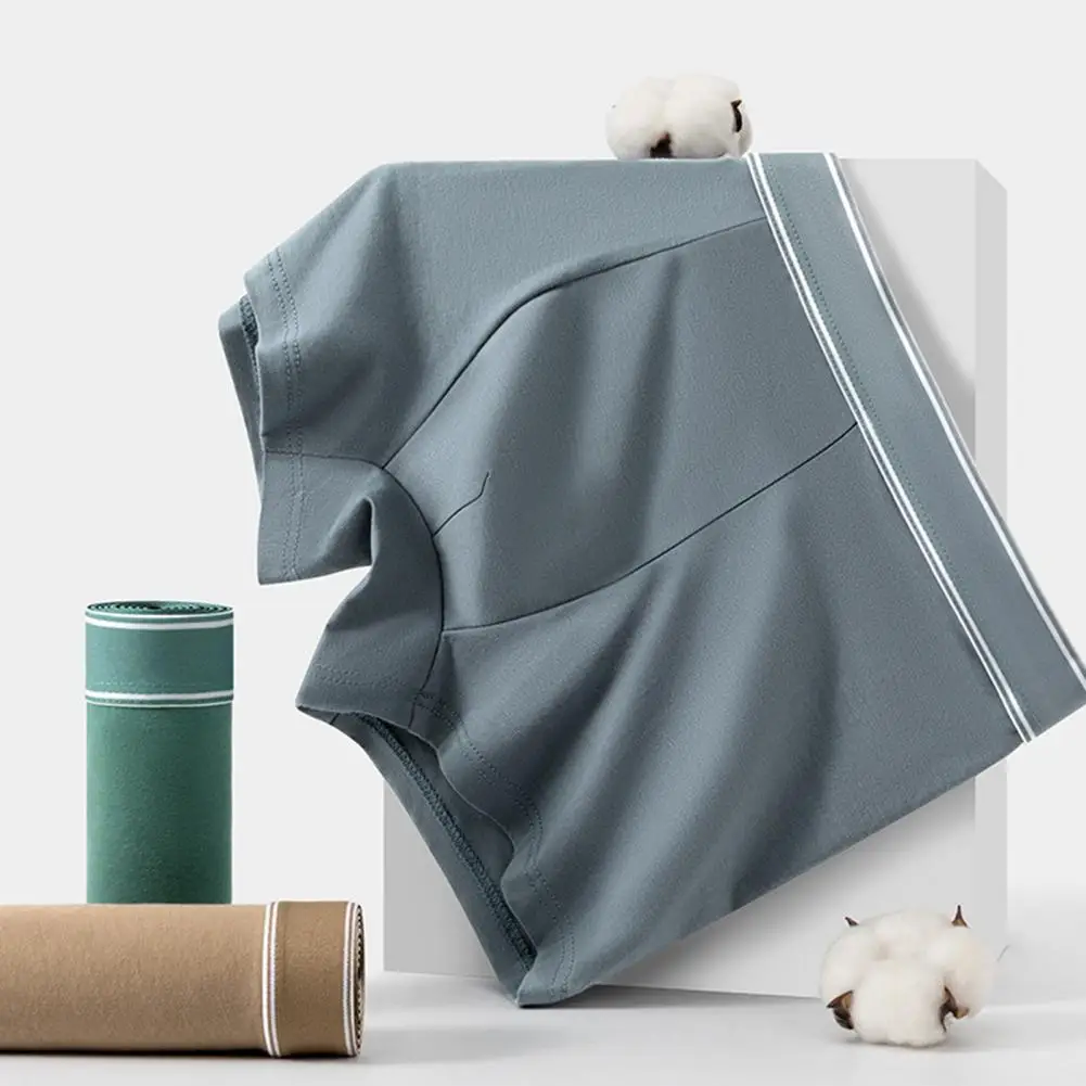 

Mens Cotton Boxers Briefs Summer Moisture Wicking Underwear Solid Color Breathable Stretch Wide Waistband Adults Trunks 90