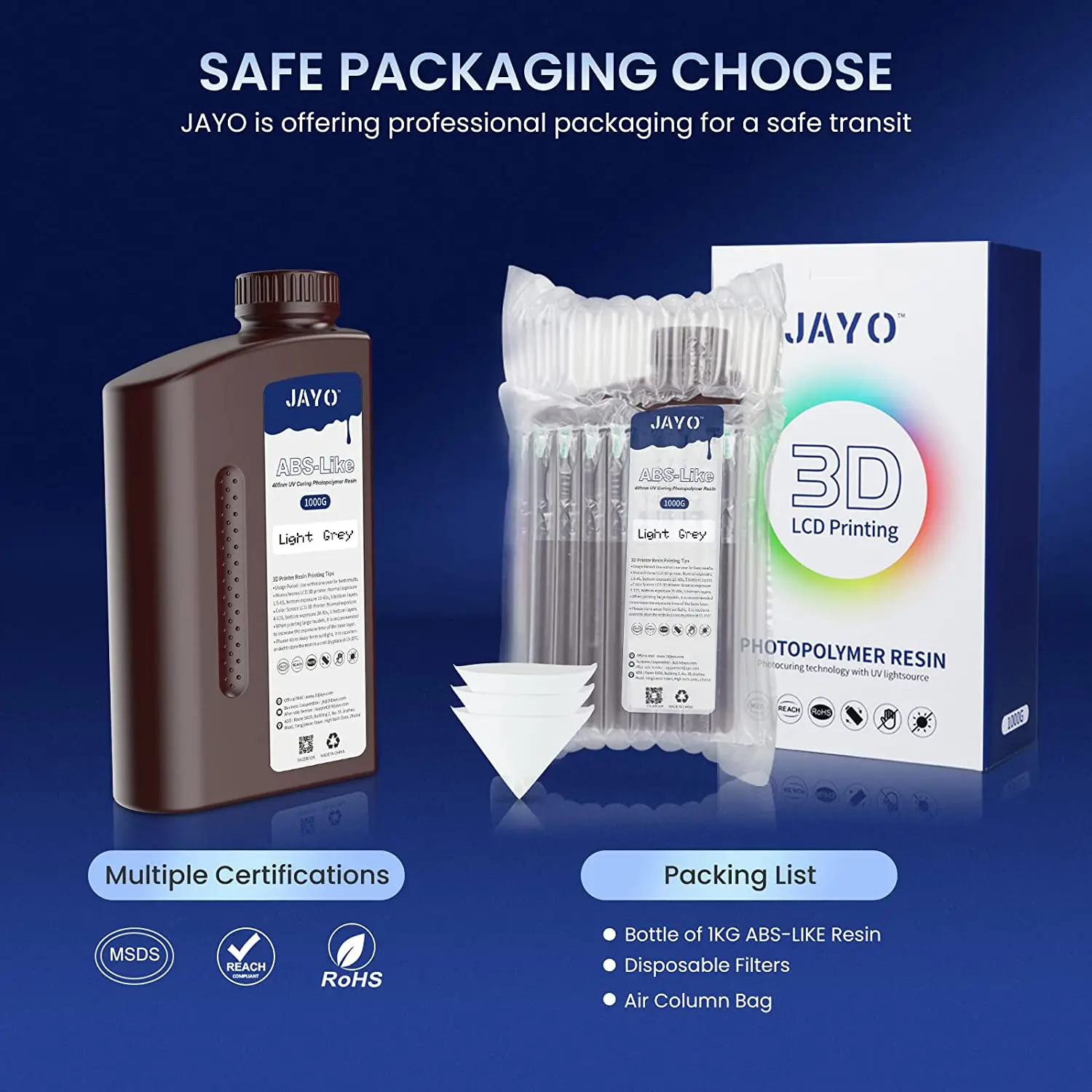 JAYO 2kg 3D Resin ABS LIKE /Water Washable Liquid Photopolymer high precision UV ResinPhoton Mono For LCD 3D Printer Printing