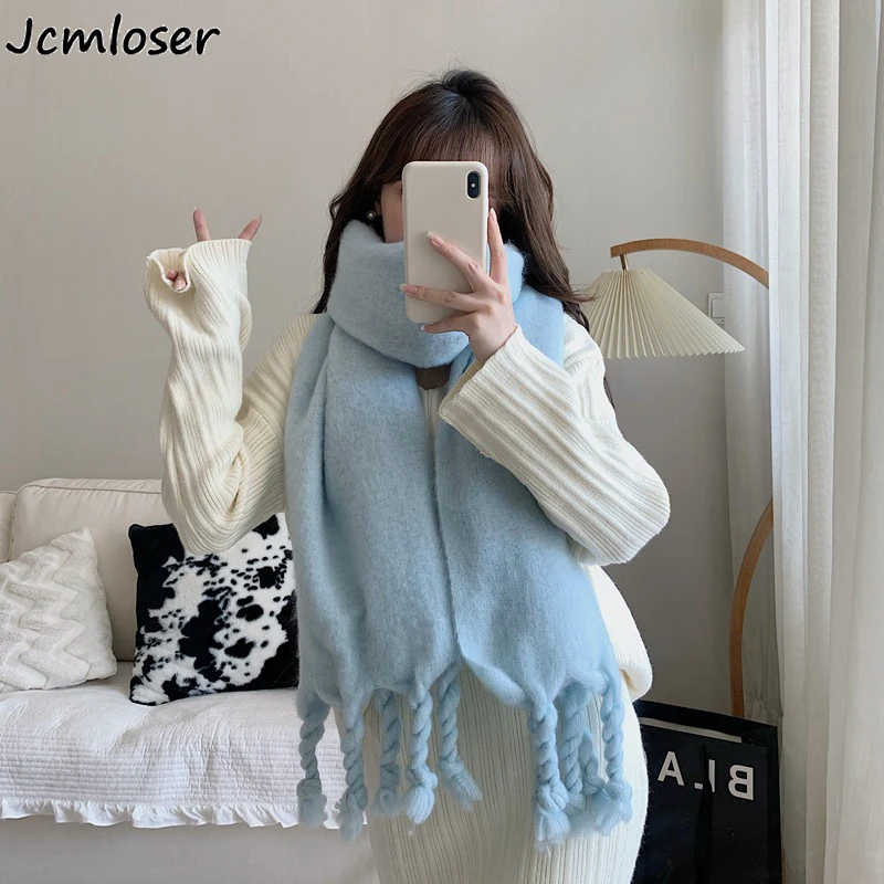 

Designer Brand Cashmere Womens Scarf Winter Thick warm Solid Cape Wraps Female bandana pashmina tassel female foulard blanket