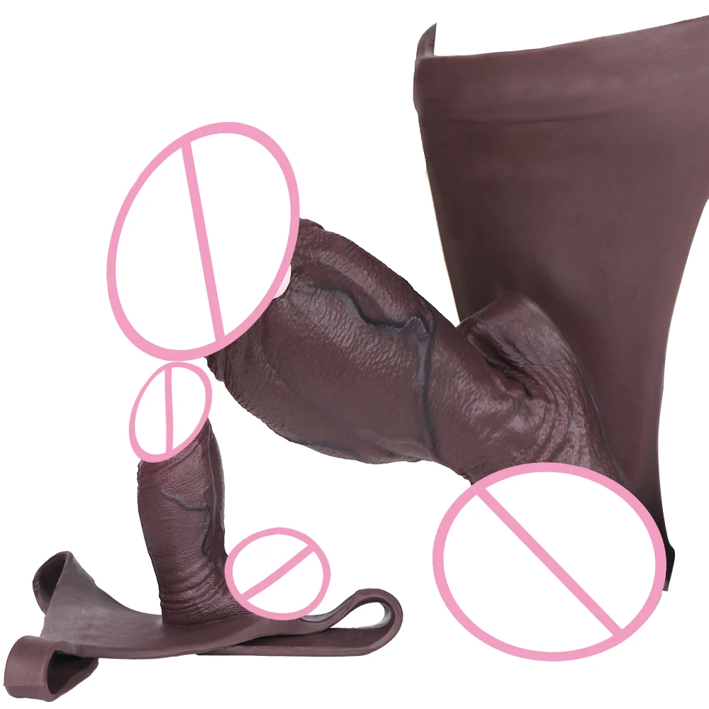 7.08in G-Spot Stimulate Dildo Wearable Penis Sleeve,Realistic Male Hollow Strap On Dildo Enlarge Harness,Sex Toy for Men Couples