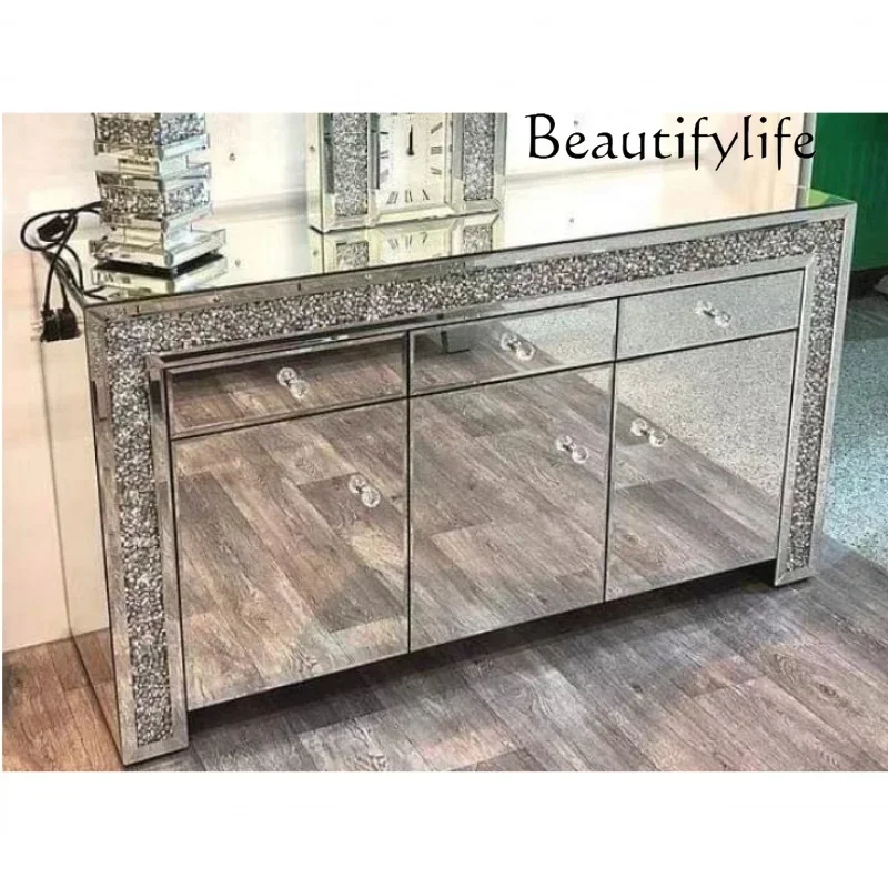 

BJ Custom.Fosha современный простой дизайн боковой шкаф для гостиной измельченная три с ящиками для домашнего бара стеклянная мебель