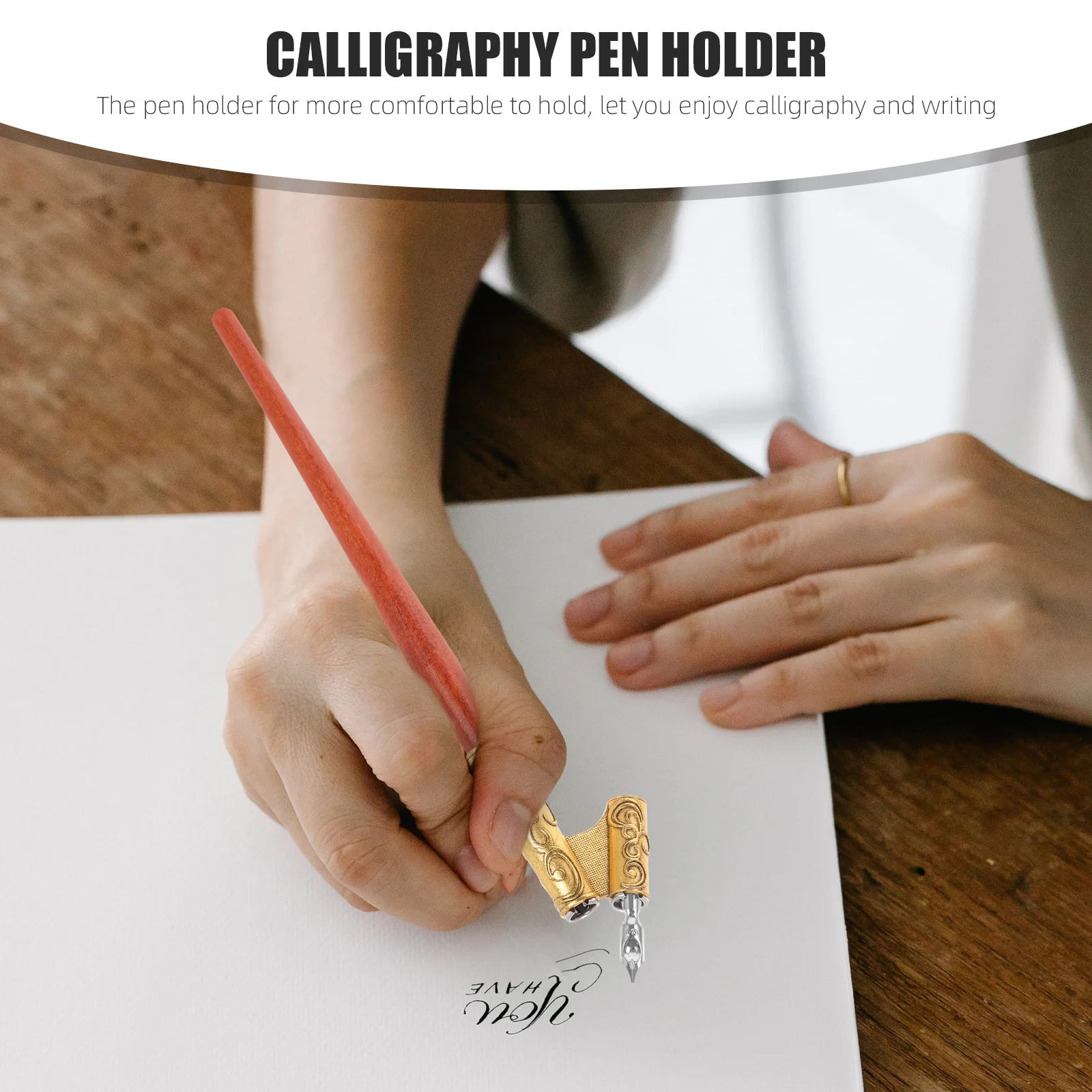 

Oblique Calligraphy Pen Nib Holder Retro Style Wooden Ergonomic Handle for English Calligraphy Practice Writing Drawing Nib
