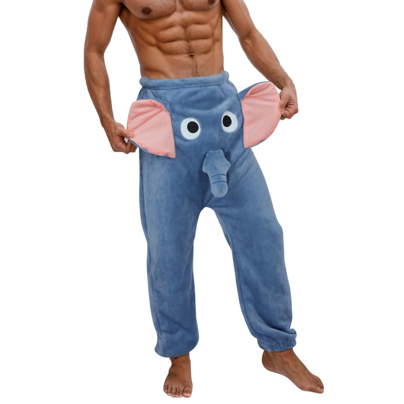 

Men's Casual Funny Pajama Pants Costume Winter Warm Comfortable Long Novelty Elephant Shape Boxer Sleepwear Home Wear Pants