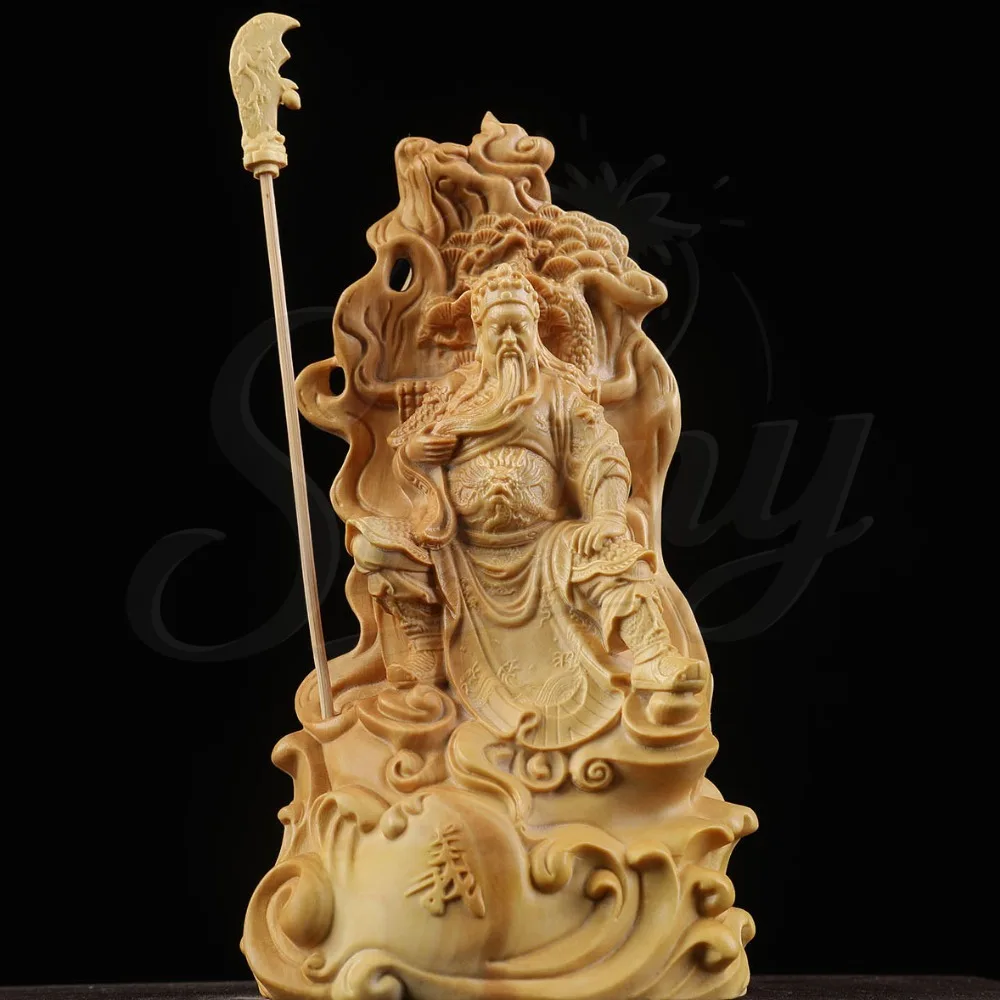 

Wooden Loyalty Guan Gong Figure Statue Solid Wood Carving China Luckfalls Guan Yu Home Room, Office Decoration Art Accessories