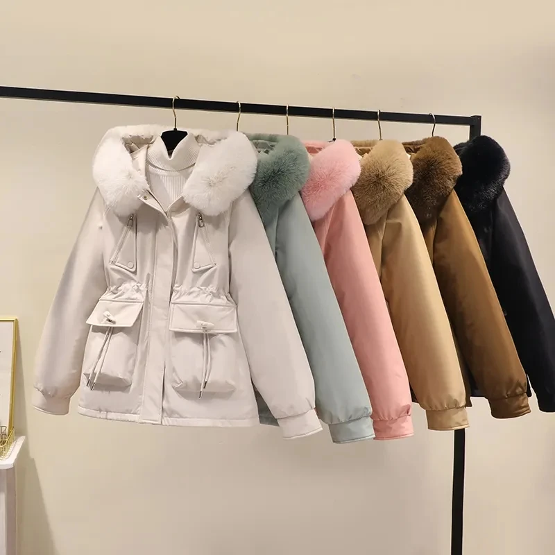 Vêtements d'extérieur ajoutant velours et épaississement loisirs dames manteau Parka d'hiver ample 2025 tempérament polyvalent femmes coton rembourré