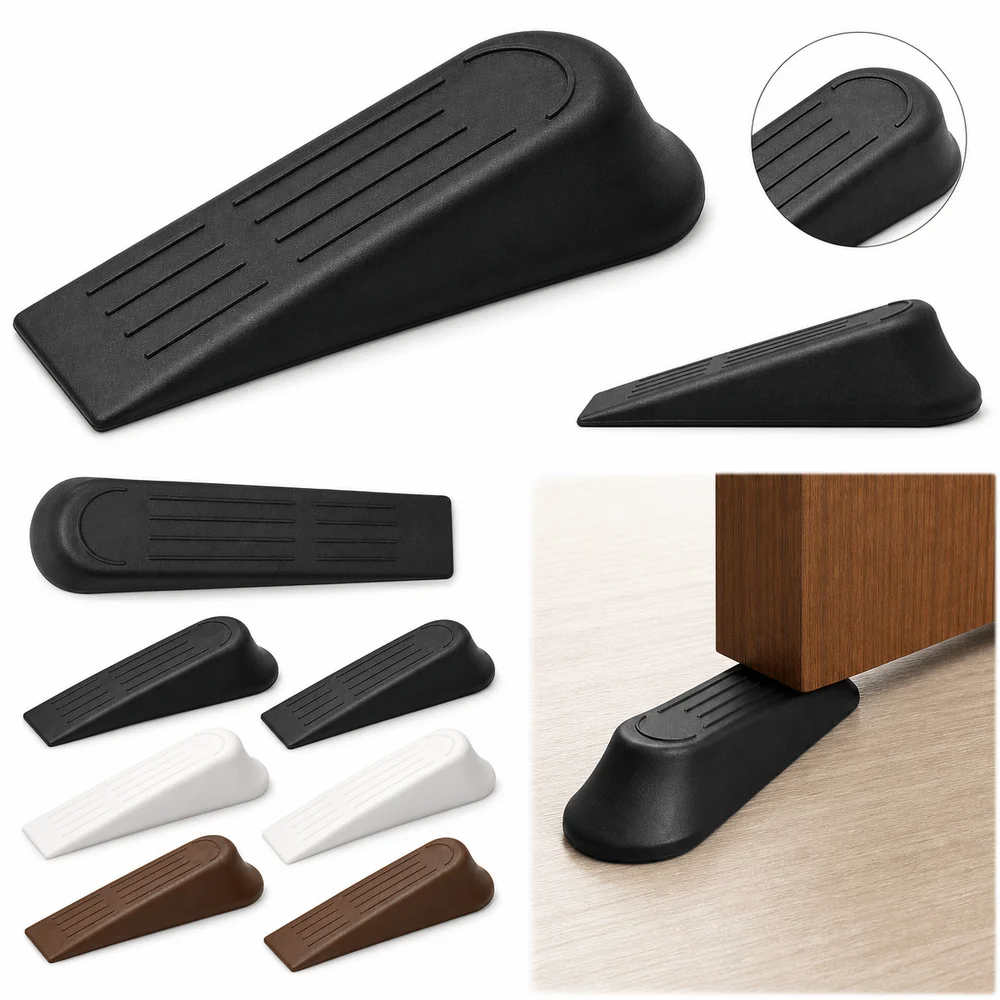 New Plastic Door Stop Wedges Wedge Shape Non-Slip Base Door Stoppers Buffers Compact Size Door Blocks Floor Protection
