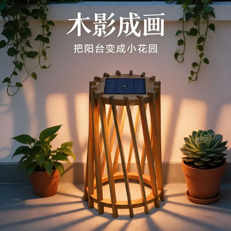 Solar wood lights Outdoor lights Garden lights Terrace atmosphere   Garden  Villa lawn  Waterproof