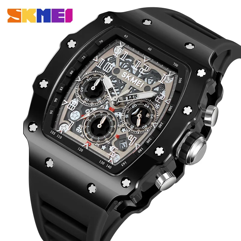 

SKMEI Fashion Quartz Movement Watches Mens Stainless Steel Strap Wristwatches 5Bar Waterproof Date Time Stopwatches Reloj Hombre